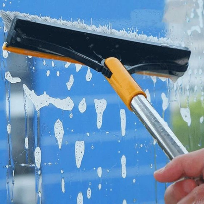 3 in 1 Cleaning Brush with Wiper| Double Sided Scrubber Brush with Long Handle Viper Brush 2-In-1