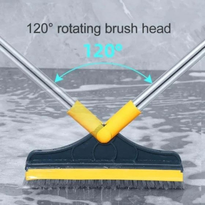 3 in 1 Cleaning Brush with Wiper| Double Sided Scrubber Brush with Long Handle Viper Brush 2-In-1