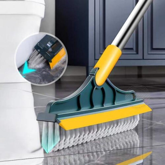 3 in 1 Cleaning Brush with Wiper| Double Sided Scrubber Brush with Long Handle Viper Brush 2-In-1