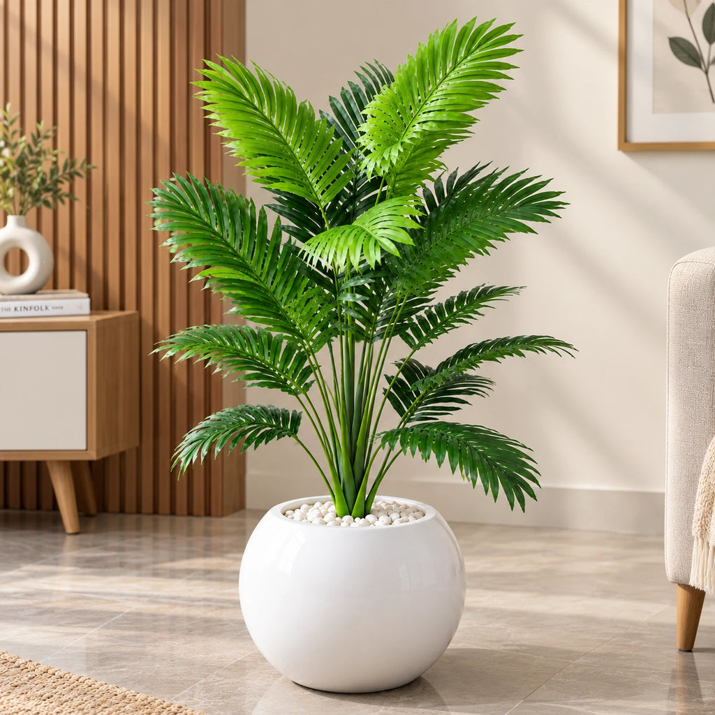 2-Foot Artificial Areca Palm Plant in Black Decorative Pot