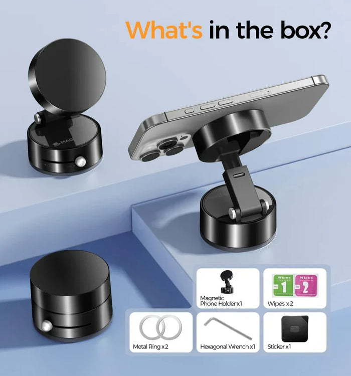 Vacuum Magnetic Suction Phone Holder, Retractable Folding Mobile Phone Stand, 360° Rotatable Suction Cup Phone Mount, Stand Magnetic Cell Phone Holder