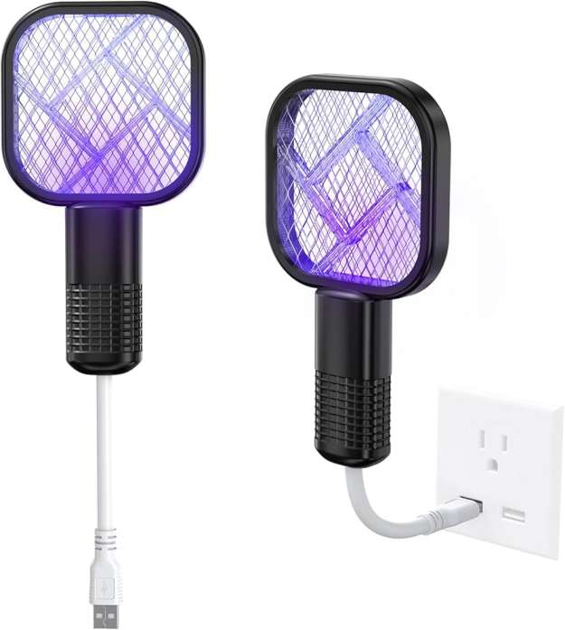 Electric Mosquito Swatter, Fly Swatter Racket, 2 in 1 Electric Bug Zapper USB 5V with 5 Layer Safety Mesh