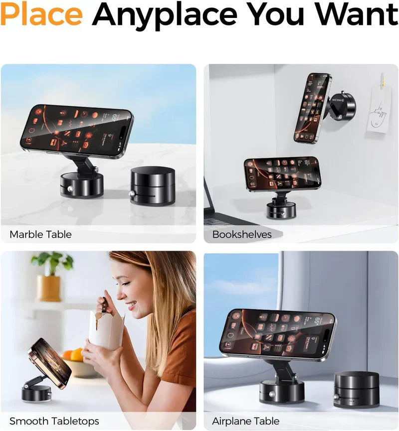 Vacuum Magnetic Suction Phone Holder, Retractable Folding Mobile Phone Stand, 360° Rotatable Suction Cup Phone Mount, Stand Magnetic Cell Phone Holder