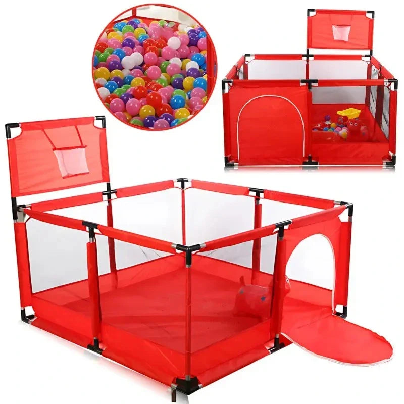 (4.1ft W, 4.1ft L, 2.2ft H ) Baby Playpen – Large Activity Playard with Breathable Mesh & Zipper Door + 100 Soft Balls | Safe Indoor & Outdoor Play Fence | Fast Delivery Across Pakistan
