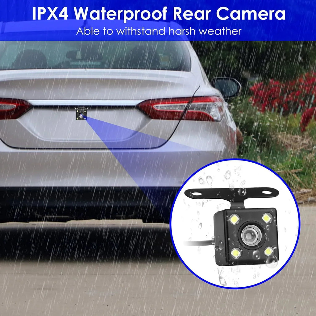 Car dashboard camera with triple lens coverage and loop recording