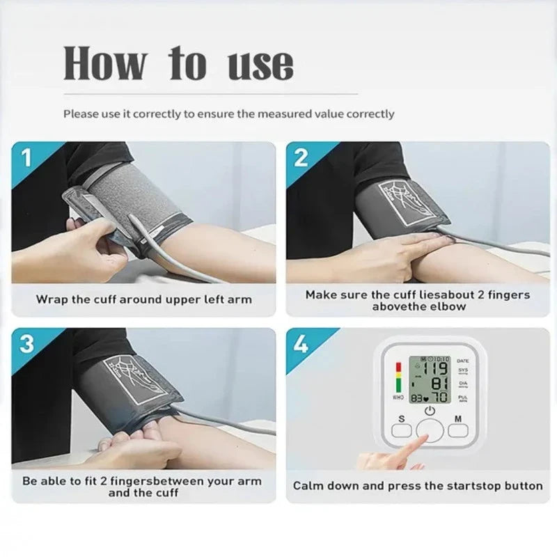 "Compact home blood pressure monitor for accurate health tracking"