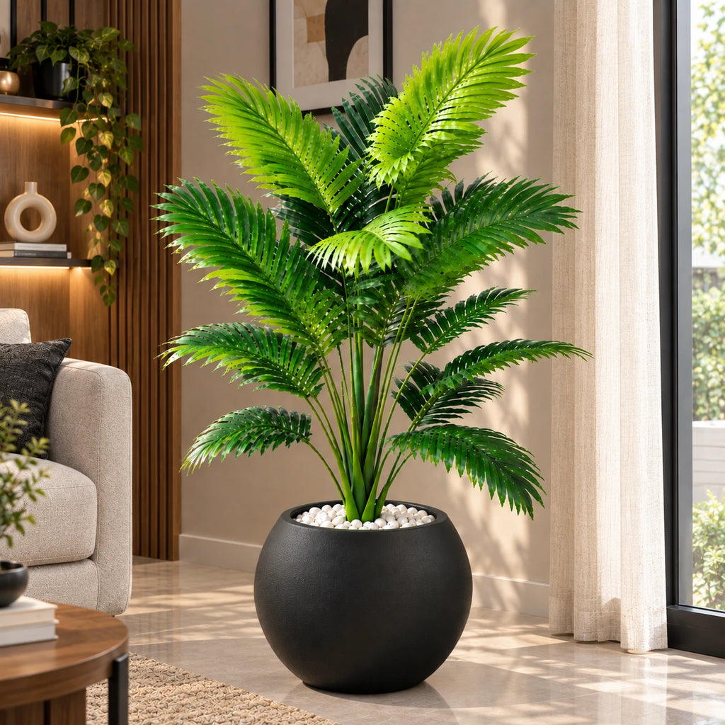 Low-Maintenance Artificial Indoor Palm With Decorative Pot
