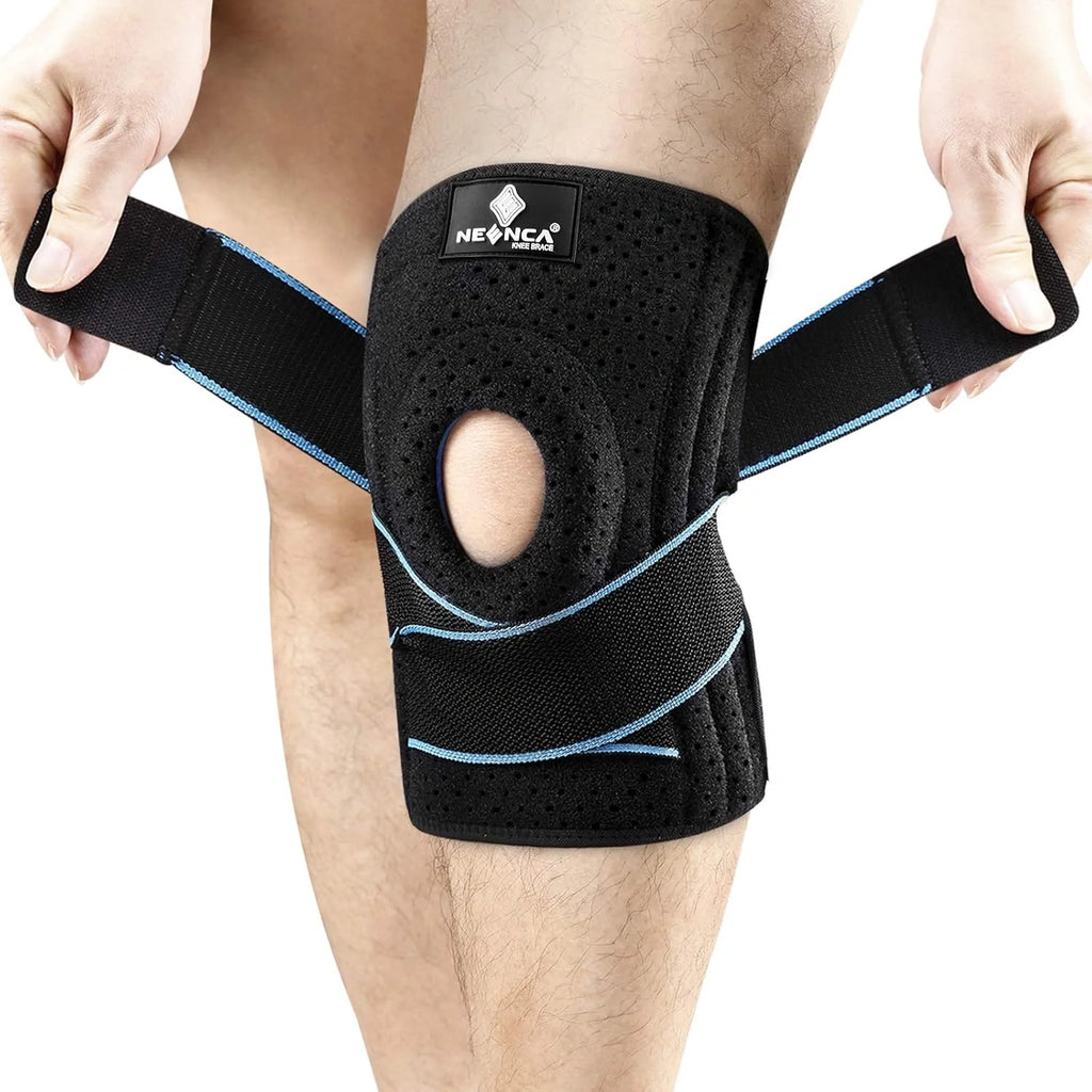 NEENCA knee brace with side stabilizers and open patella design
