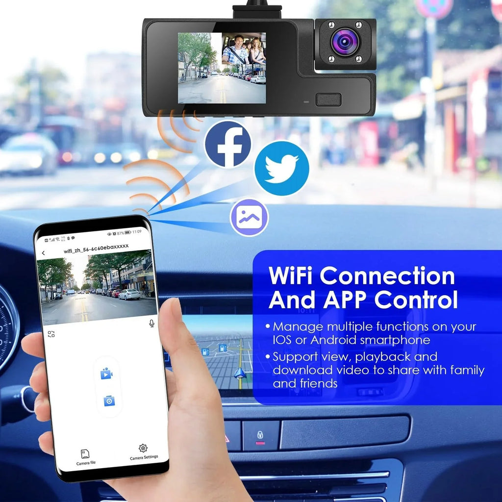 Night vision dash cam with WDR technology for clear low‑light footage