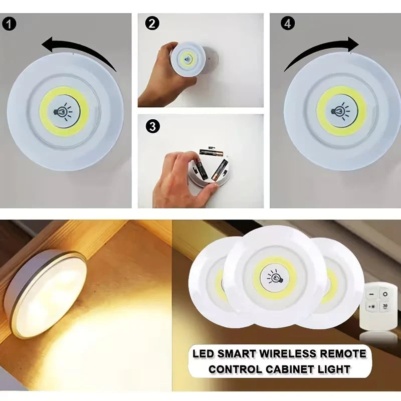 Step-by-step guide on how to install an LED smart wireless remote control cabinet light.