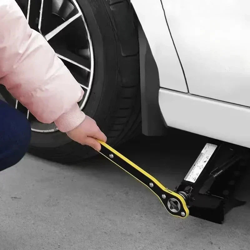 Portable car jack handle – Compact ratchet wrench for roadside tire changes