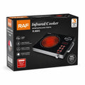 "RAF Infrared Cooker R.8045 sleek black design with glowing red heating element"
