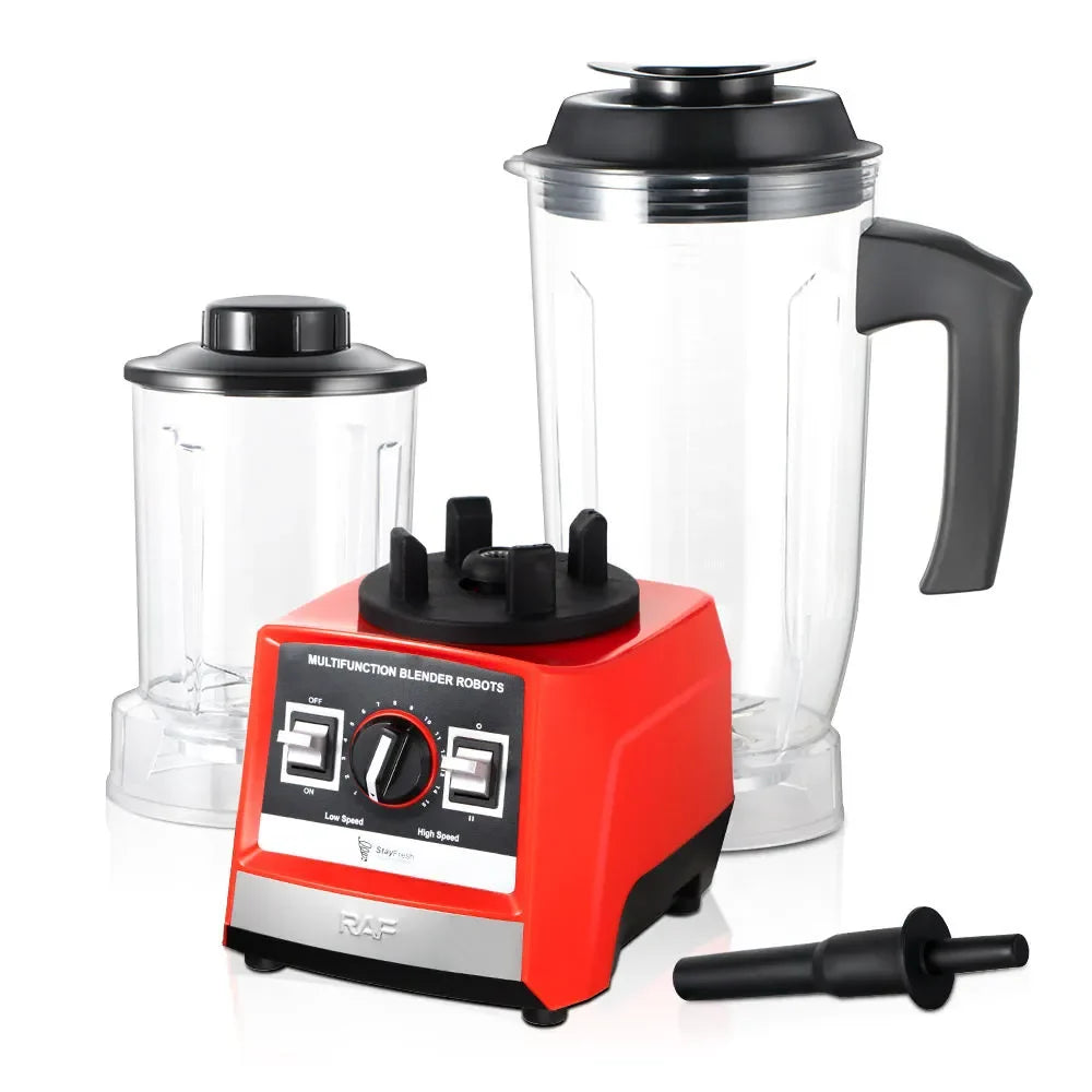 "Red RAF R.2847R blender with stainless steel blades and 2.8L jar