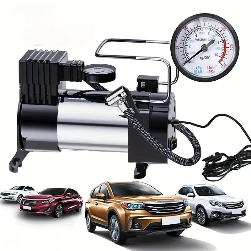 Portable car air pump car air pump electric single cylinder 12V tire emergency pump Tire inflation pump and pressure gauge