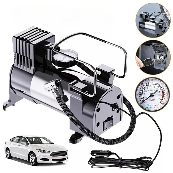 Portable car air pump car air pump electric single cylinder 12V tire emergency pump Tire inflation pump and pressure gauge